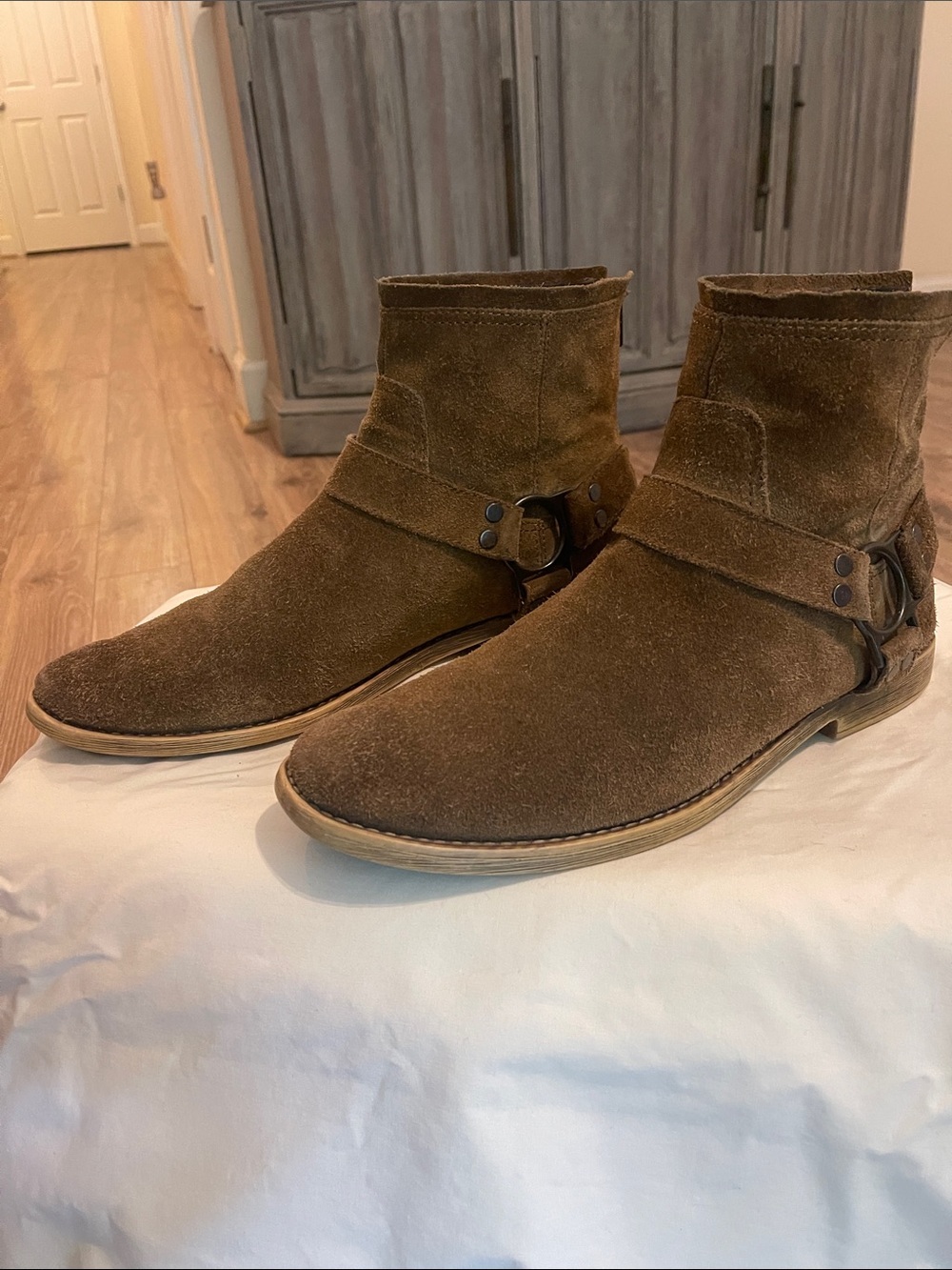 Calvin Klein Men's Palmer Brown Suede Chukka Boots with Harness Detail